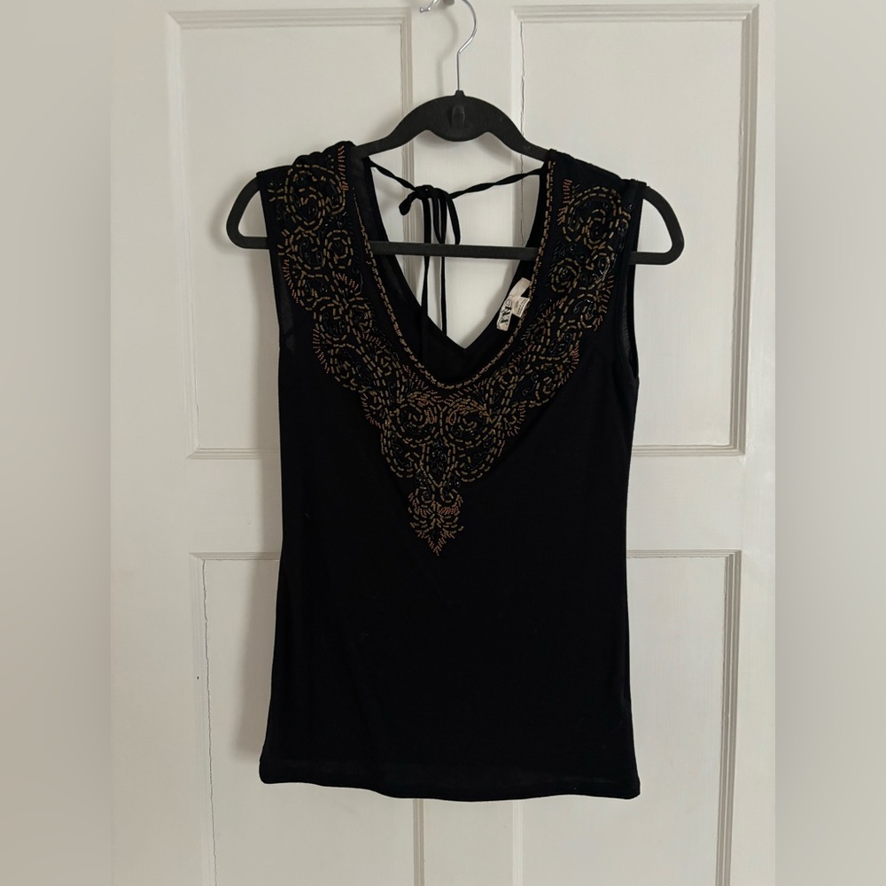 Forever 21 Black Tank Top with Beaded Detail